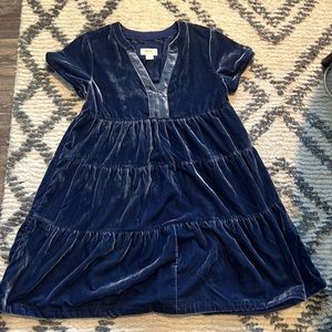 Anthropologie Blue Velvet Dress